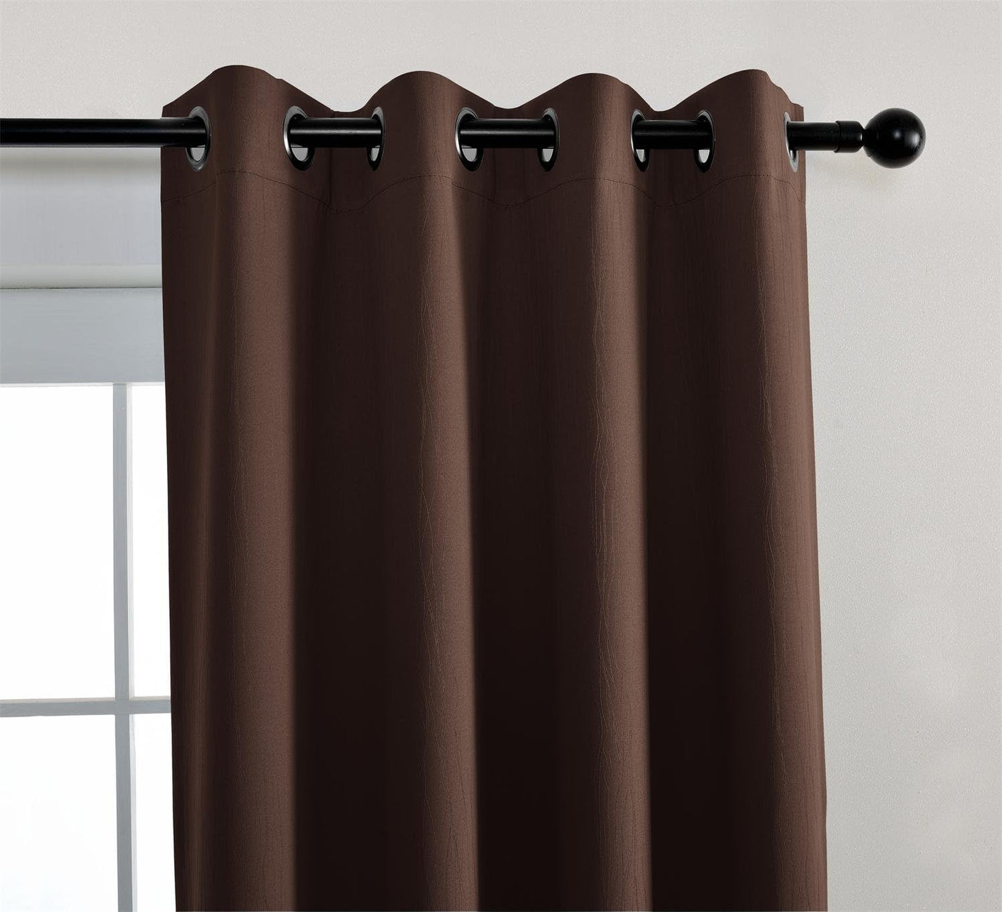 MIUCO Blackout Curtains Room Darkening Textured Look Grommet Panels 2 Panels for Window Treatment 52x63 Inch Chocolate
