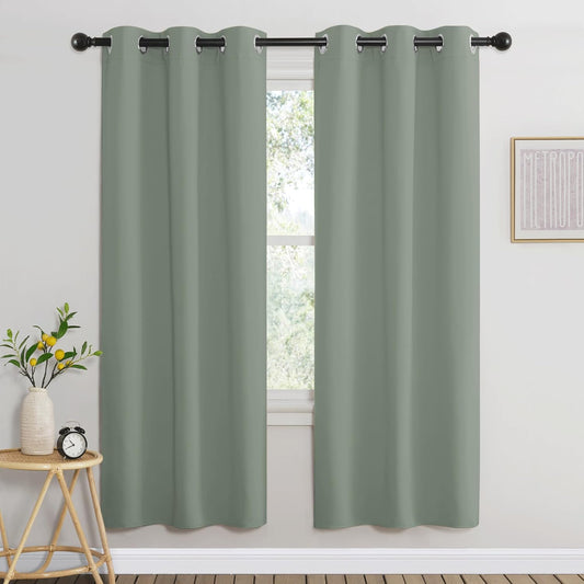 NICETOWN Room Darkening Curtains for Nursery, Grommet Thermal Insulated Light Blocking Window Treatments Sound Reducing for Bedroom, W37 x L72, 2 Panels, Sage Green