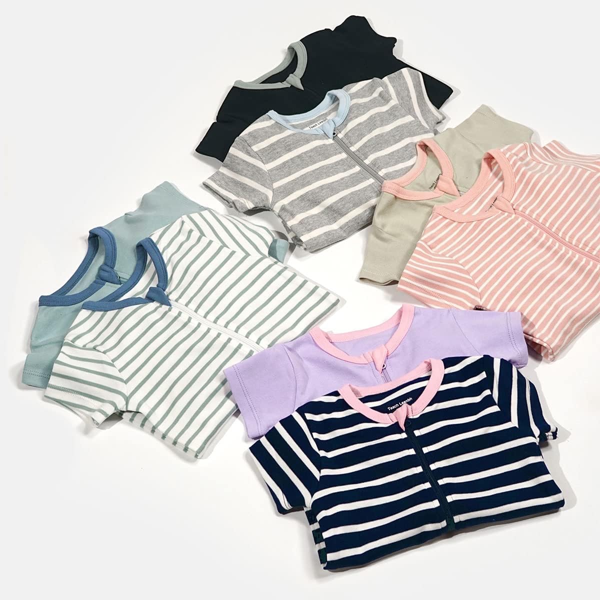 Teach Leanbh Toddler Baby Boys Girls 2-Pack Pajamas Cotton 2 Way Zipper Short Sleeve Footless Romper Sleep and Play