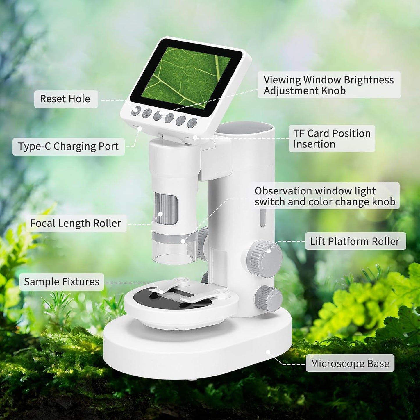 OOZSTARMicroscope for Kids, Up to 1000 X Magnification, 3.5-inch Foldable Screen, Handheld Pocket Microscope for Kids,Science Education Kits for 8-12 Year olds