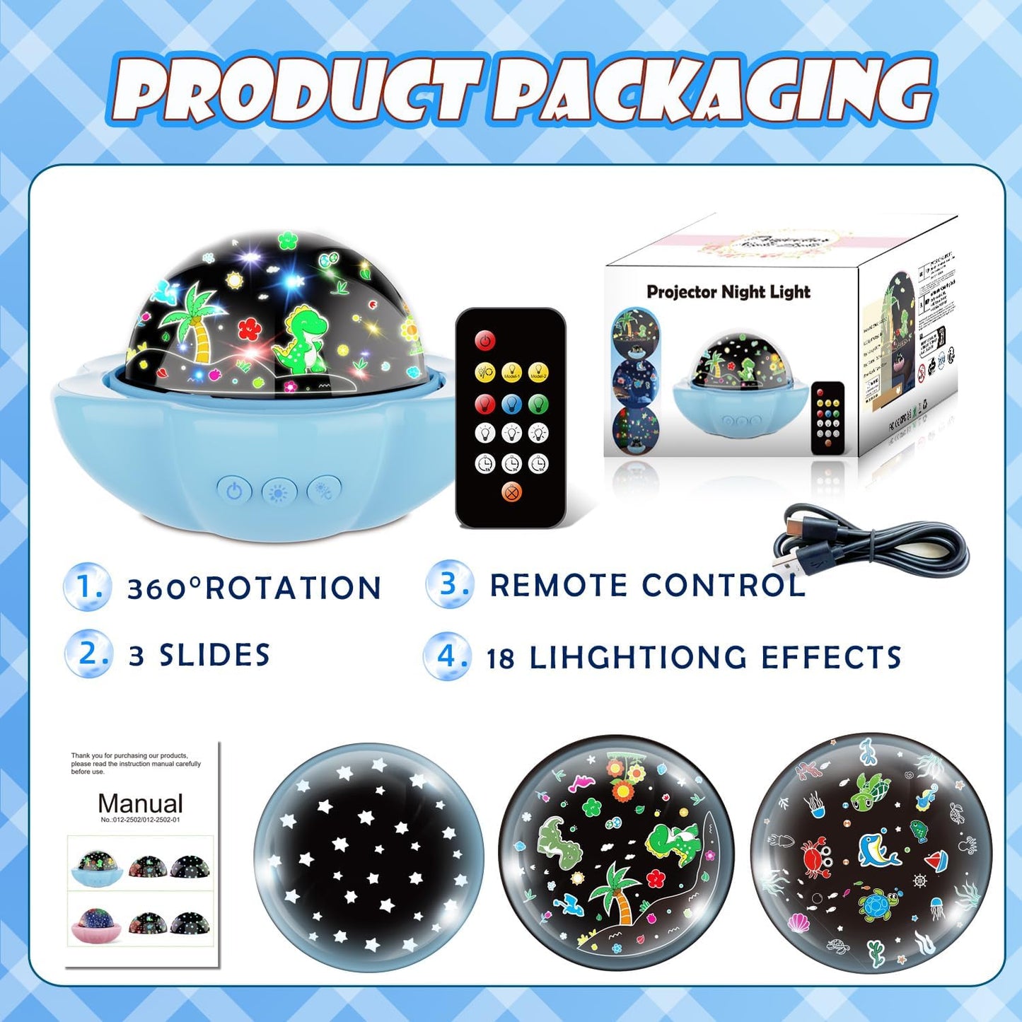 Dinosaur Toys for 3-10 Year old Boys,7-in-1 Kids Night Light Projector with 3 Films 93 Effects, Remote, Timer, 360° Rotation, Birthday Christmas Xmas Gifts Stocking Stuffers for Kids Age 3 4 5 6