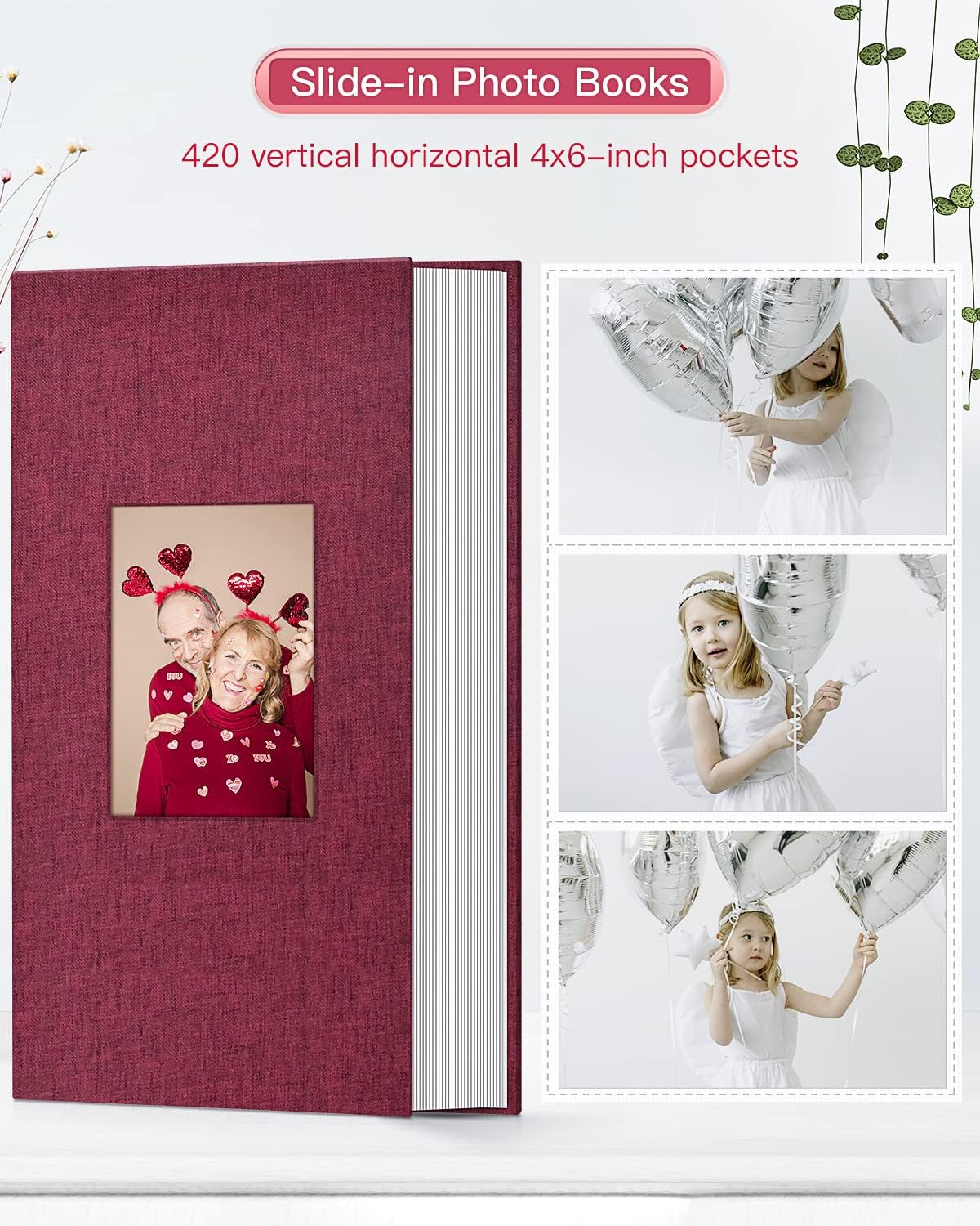 popotop Photo Album 4x6-420 Photos Photo Books with 420 Horizontall Pockets,Linen Cover Albums for Family Wedding Anniversary Baby Vacation Pictures
