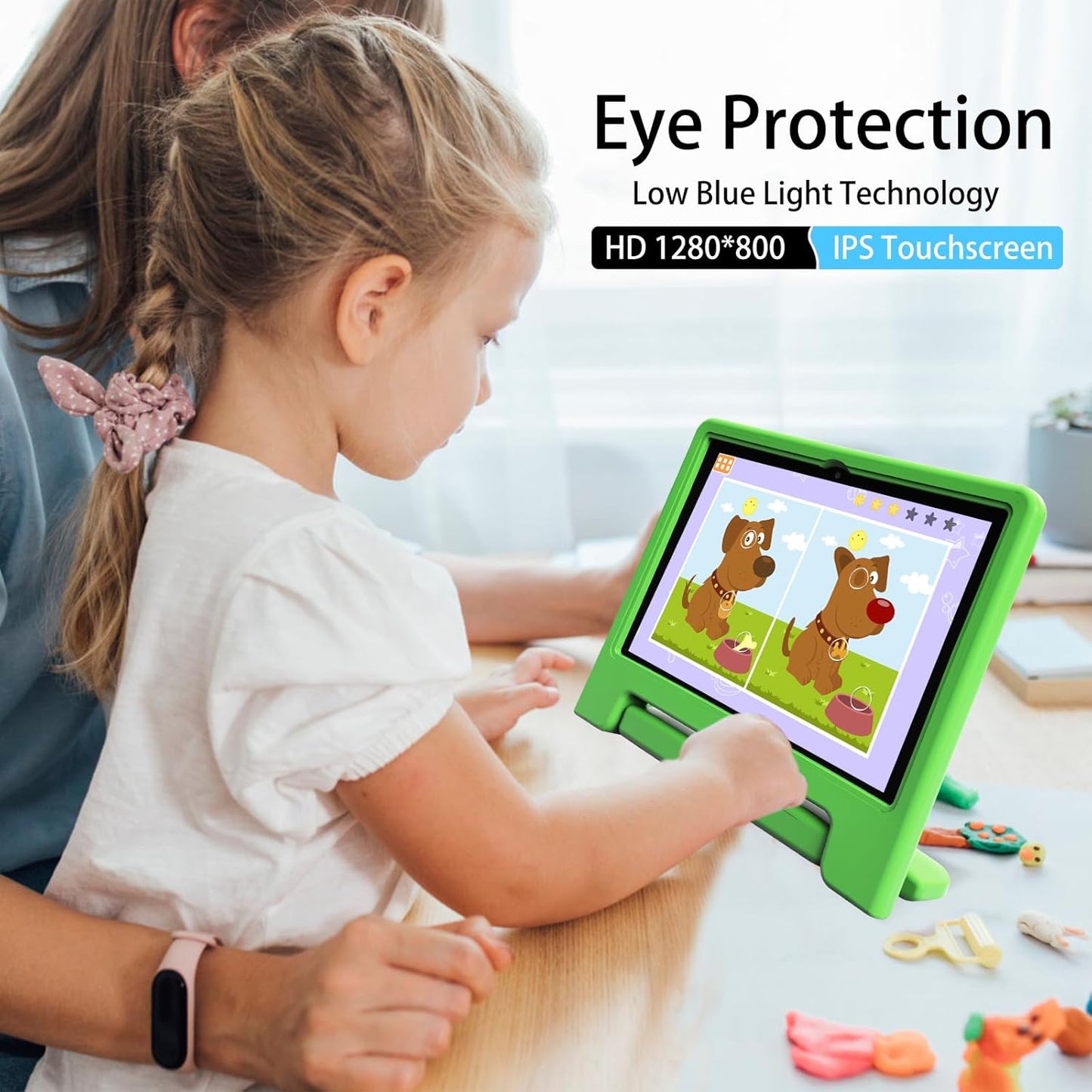 Tablet for Kids, 10 Inch Kids Tablet Android, 64GB, Octa-Core, WiFi 6, Big Battery, Google Kids Space, Parental Control 1280 * 800 HD Display Green