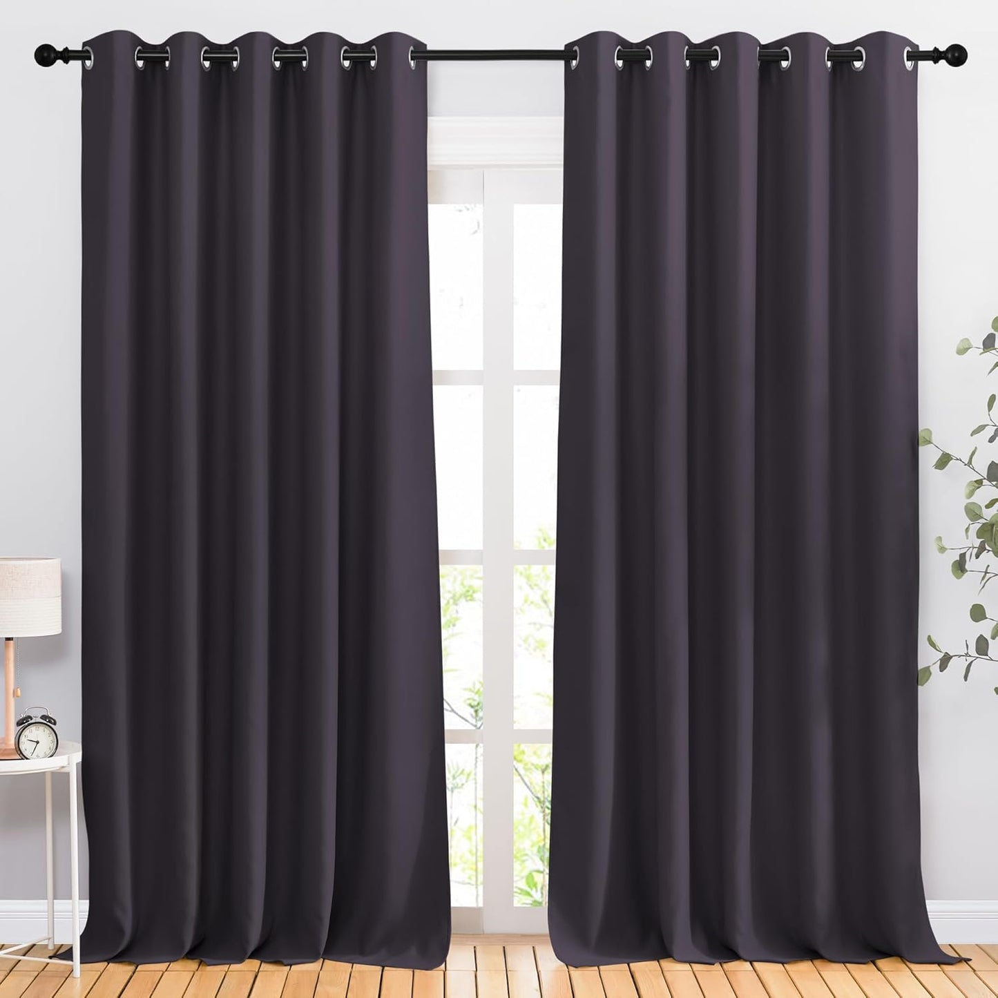 NICETOWN Blackout Room Divider Curtains 118 inches Long, Grommet Thermal Window Treatments Sound Reducing Drapes for Sliding Glass Door, Greyish Purple, W66 x L118, 2 Pieces
