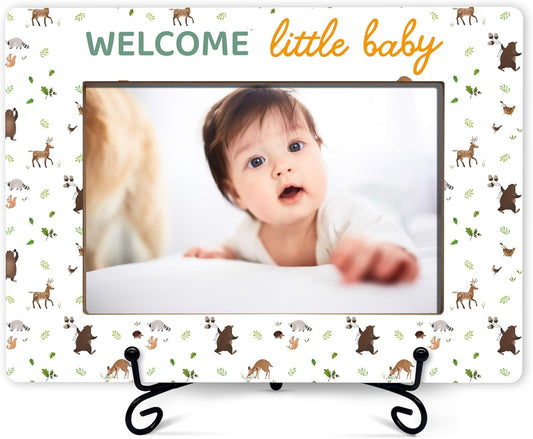 Baby Photo Frame, Woodland Animal Theme Picture Frames, Welcome Little Baby Photo Frame, Nursery Decorations, Gender Reveal Gifts, New Father Mom To Be Gifts, Wooden Picture Frames -A23