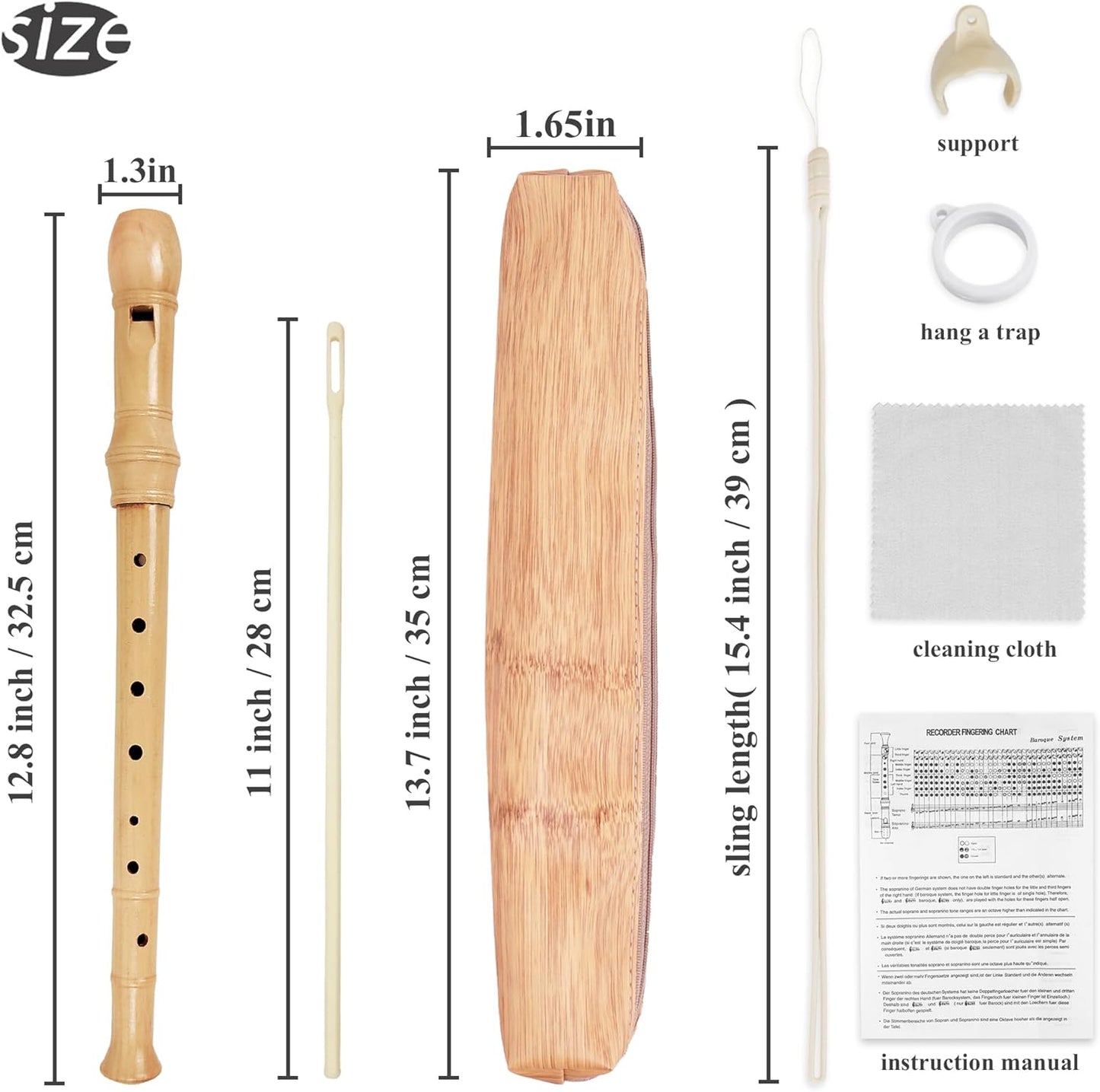 Recorder Instrument for Beginner Adults,8-Hole Soprano Descant Recorder Music Flute with Cleaning Rod & Case Bag For Home Entertainment(6-Beige)