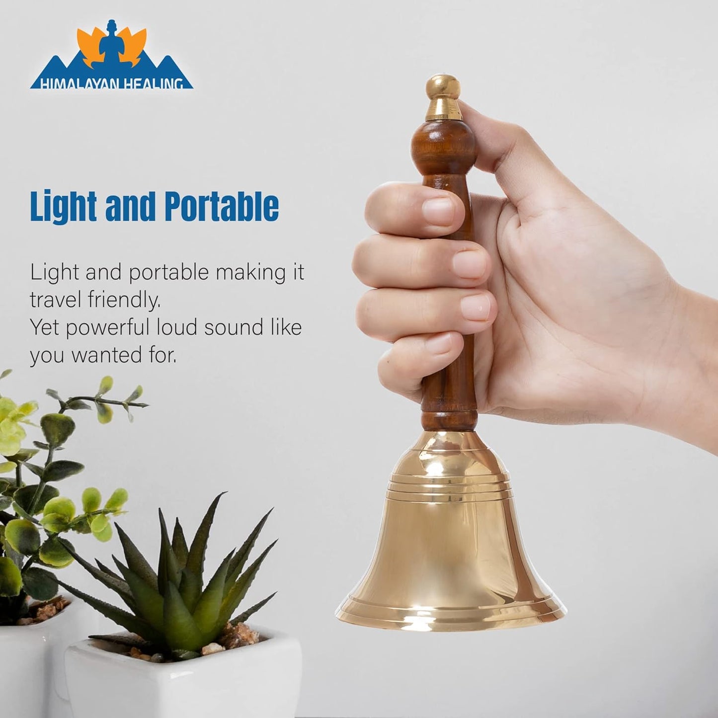 Hand Bell - Call Bell Perfect for Wedding Bell,Games Bell, Schools Bell, Reception Desks and Religious Ceremonies, and Events - Handcrafted in India (3.12 Inch Diameter, 7 Inch Height)