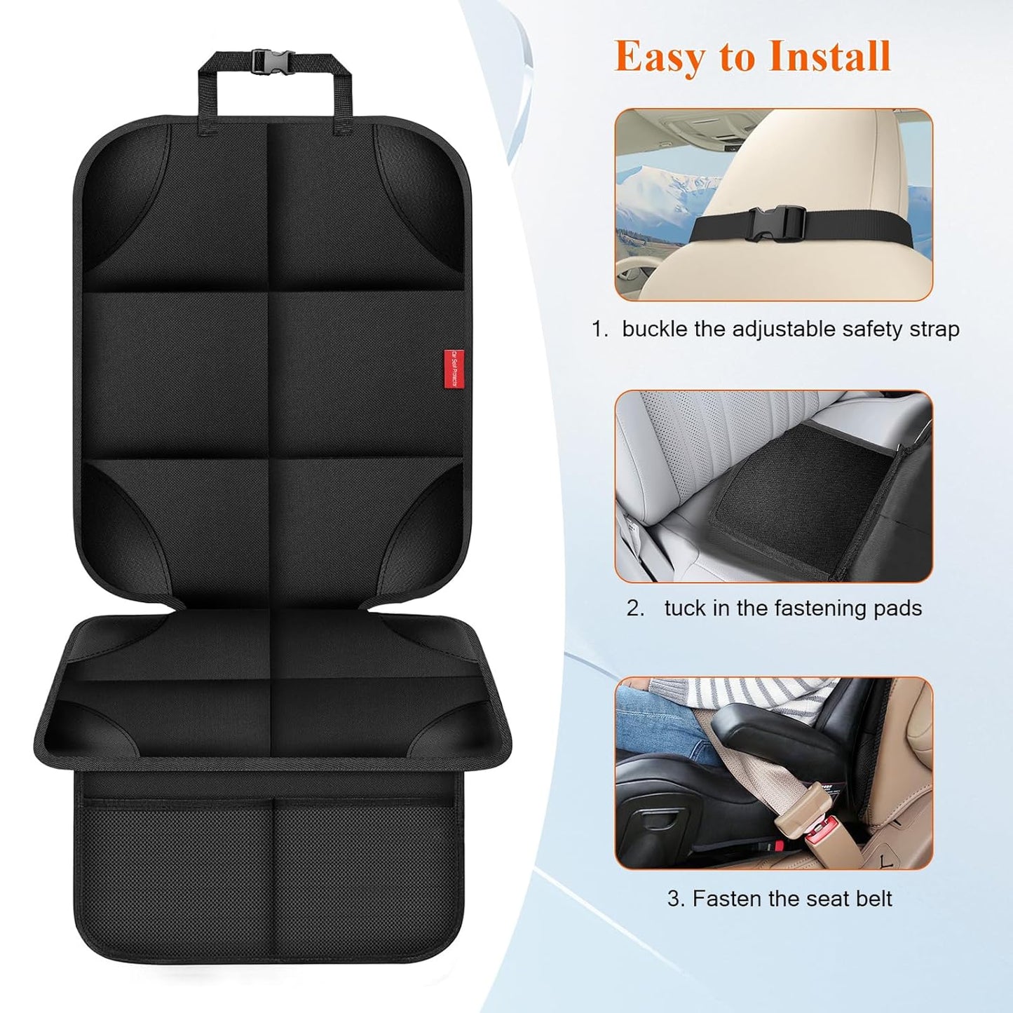 Car Seat Protector for Child Car Seat, 600D Fabric Safe Car Seat Cover with Upgraded Non-Slip Backing, Waterproof Seat Protector Under Baby Car Seat with Thick Padding