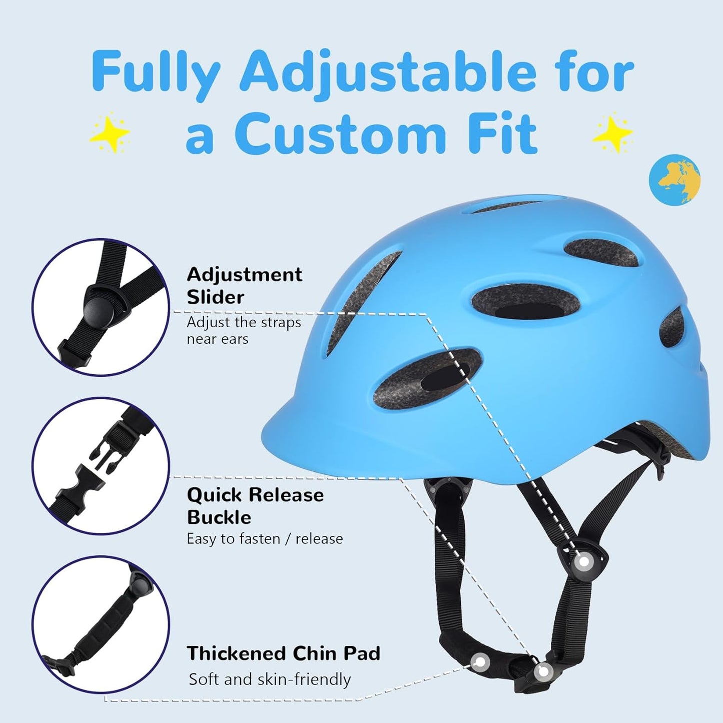 Kids/Youth Bike Helmet for Boys Girls and Teens, Adjustable and Multi-Sport for Bicycle, Kick Scooter, Skateboard, Roller/Inline Skate