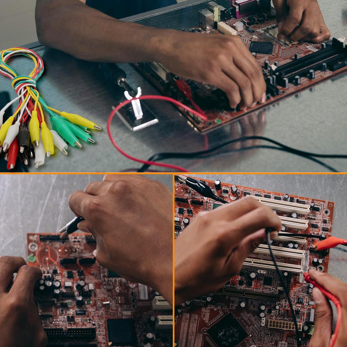 30PCS Premium Alligator Clips Electrical, 5 Colors Test Leads Cable with Crocodile Clips, Dual Ended Jumper Wires with Power Test Probe for Electric Welding Testing Experiments, Circuit Connection