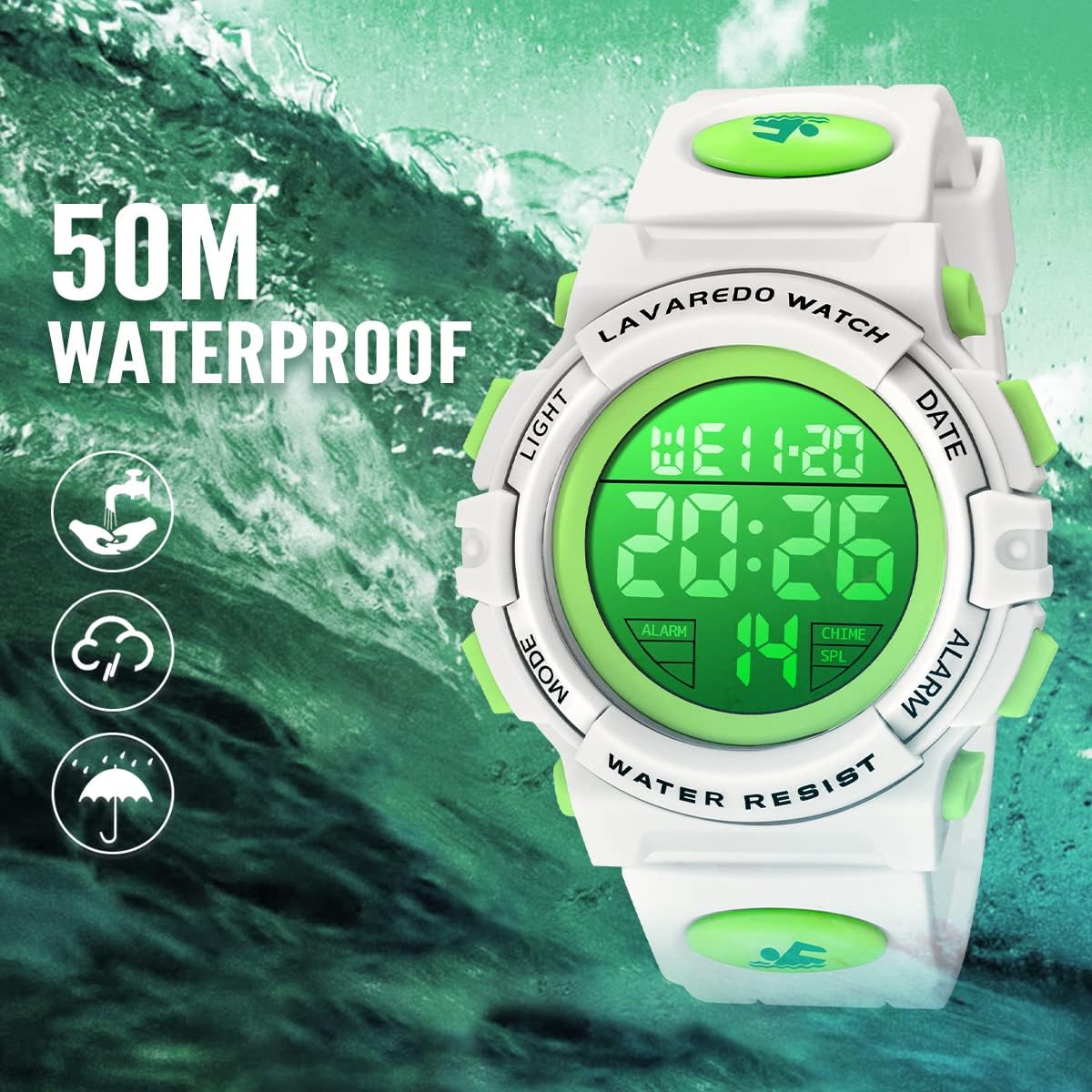 Kids Watch,Boys Watch for 3-15 Year Old Boys,Digital Sport Outdoor Multifunctional Chronograph LED 50 M Waterproof Alarm Calendar Analog Watch for Children with Silicone Band,Kids Gift