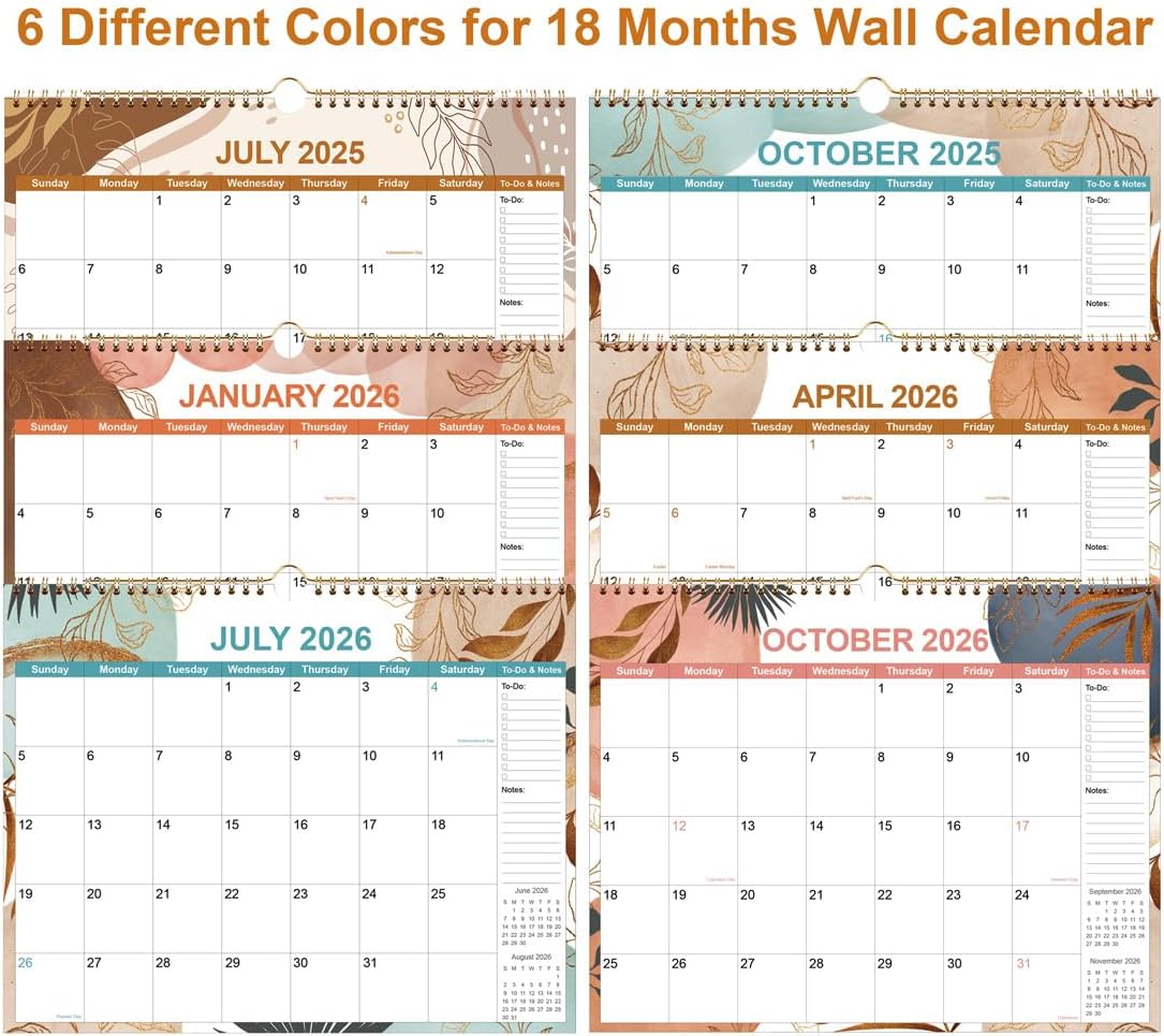 2025-2026 Calendar - Calendar 2025-2026 18 Month Planner from September 2025 to December 2026, Monthly Planner 2025 with Thick Paper, 11" x 14.5", Gold Leaf