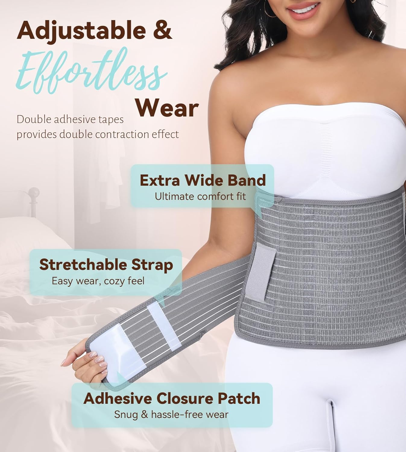 SHAPSHE Postpartum Belly Band Abdominal Binder Post Surgery C Section Belly Binder Post Partum Faja Waist Trainer Wrap