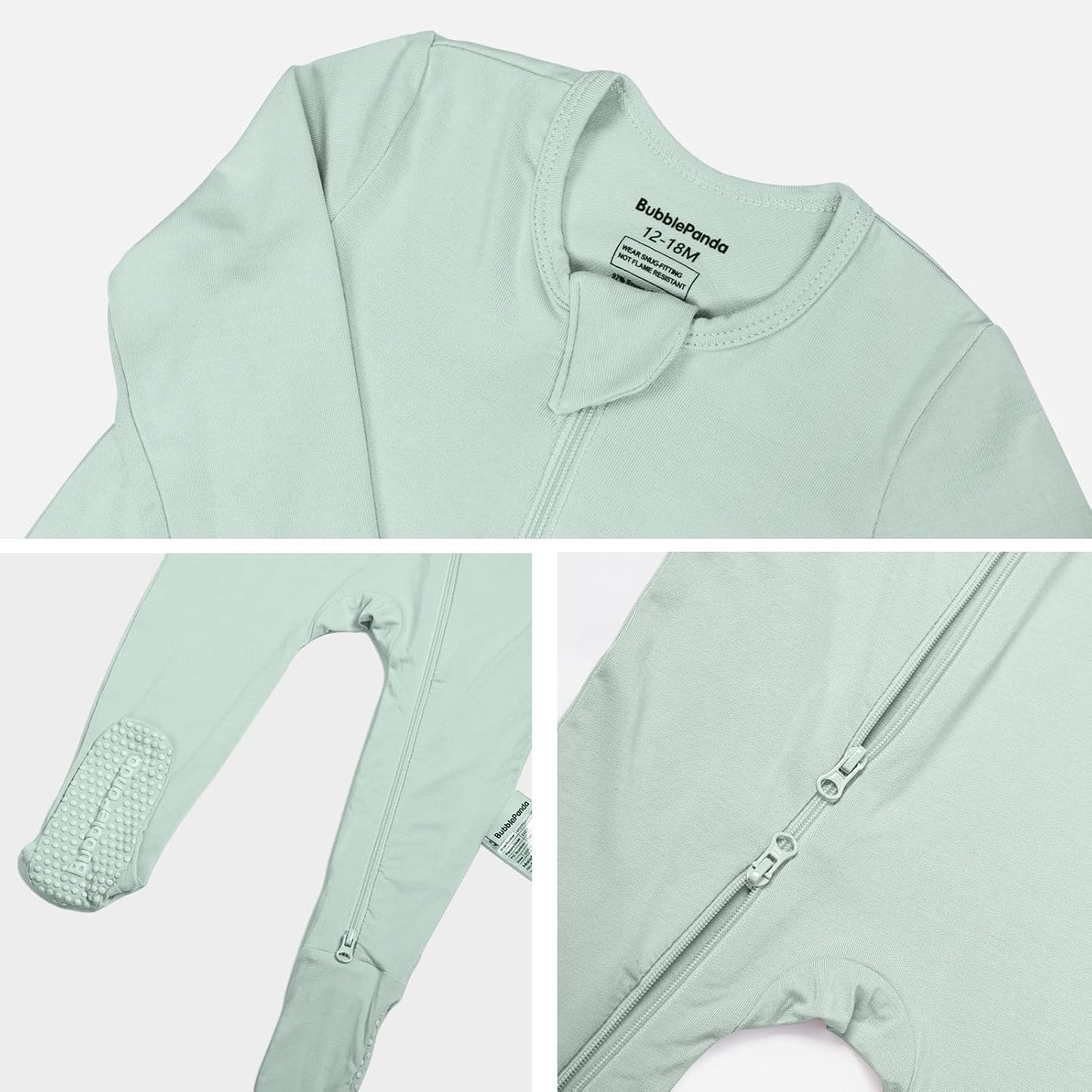 BubblePanda Rayon Made From Bamboo Baby Pajamas Baby Clothes for Boys Girls Unisex Zip-Front Non-Slip Onesie Sleeper