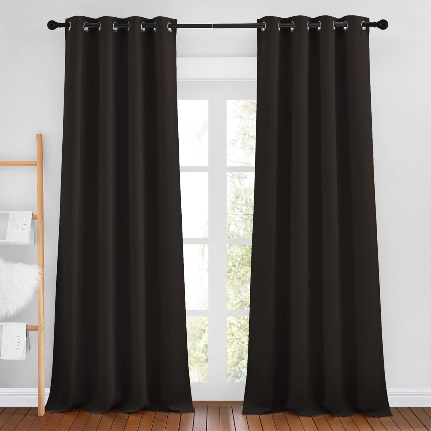 NICETOWN Toffee Brown Room Darkening 102 inch Curtains, Grommet Thermal Curtains Weighted Window Treatments for Living Room/Farmhouse, W46 x L102, 2 Panels
