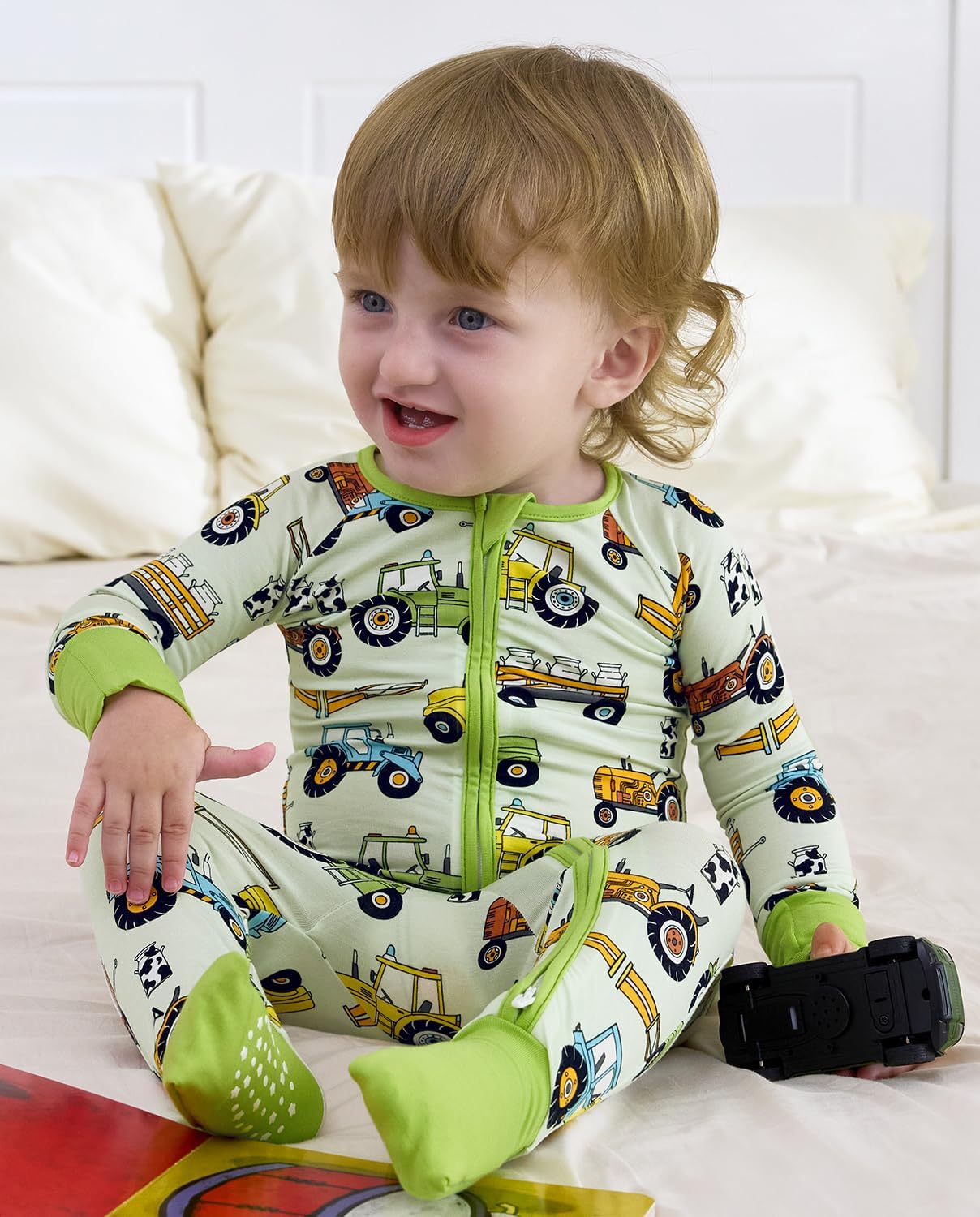 Bamboo Viscose Baby Convertible Footie Pajama, Zipper Pajamas for Baby Boys & Girls, Sleep & Play Footed Pjs