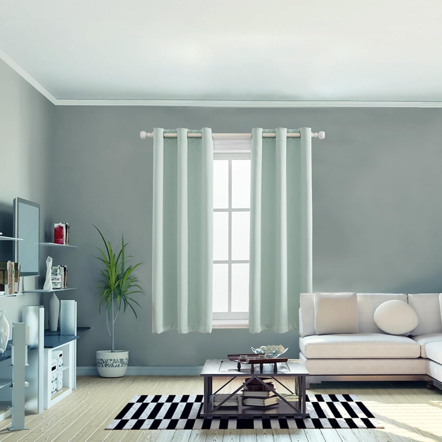 Anytime 100% Blackout Curtain Set, Thermal Insulated & Energy Efficiency Window Draperies for Guest Room, Full Shading Panels for Shift Worker and Light Sleepers（Light Blue, 2 Panels, 42W x 54L）