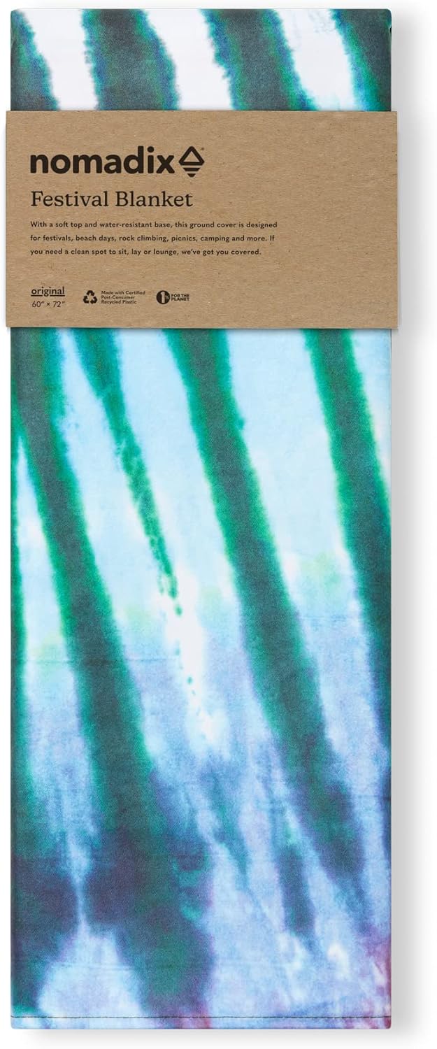 Nomadix Festival Blanket - Perfect for Picnics, Camping, & Lawn Seating - Plush Top & Water Resistant Base - Made with Post Consumer Recycled Materials - Tie-Dye Multi - 60x70