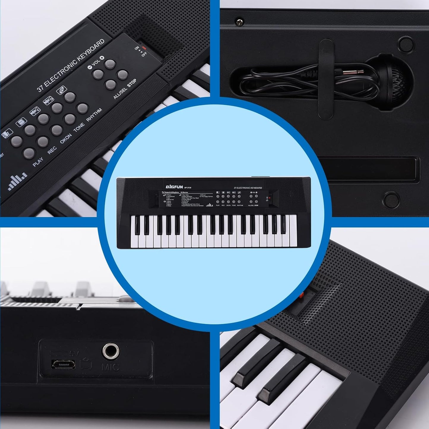 Kids Piano Keyboard, 37 Keys Portable Music Keyboard Early Learning Educational Electronic Music Piano Instrument Toys for 3 4 5 6 Year Old Boys and Girls (Black)