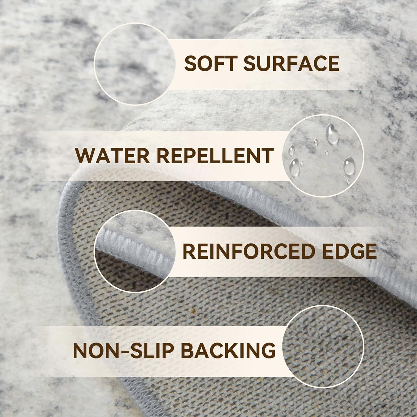 Washable Area Rugs 4'x6' Non-Slip Modern Abstract Soft for Living Room Entryway Bedroom Nursery, Print Pattern, Gray White Grey