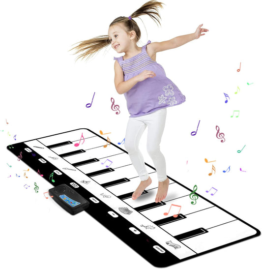 M SANMERSEN Piano Mat, Kids Musical Mat Floor Piano Keyboard Mat with 8 Instruments Sounds Music Dance Touch Play Mat, Early Educational Toys Birthday Gifts for 1 2 3 4 5 Year Old Boys Girls