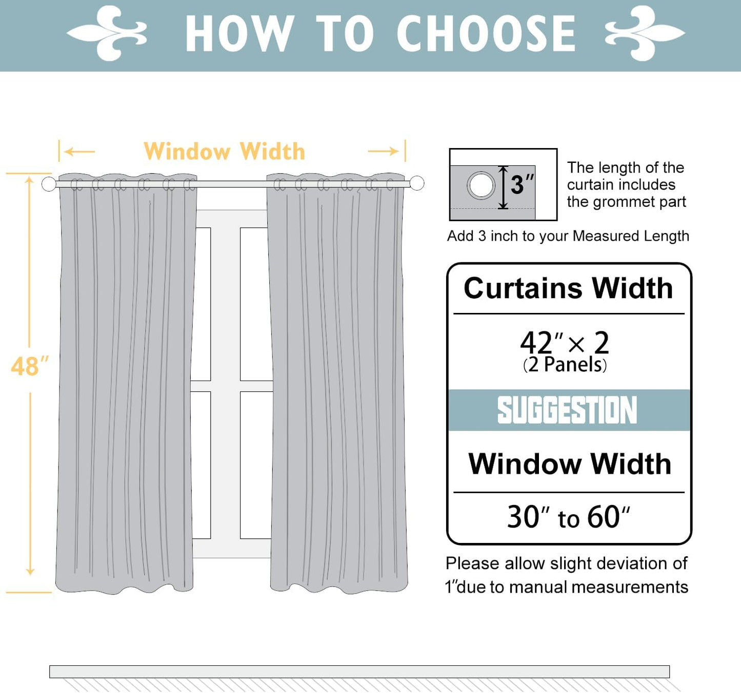 ChrisDowa Blackout Curtains 48 inches Long for Bedroom - 2 Panels Set Grommet Thermal Insulated Room Darkening Curtains for Living Room (Dark Grey, 42 x 48 Inch)