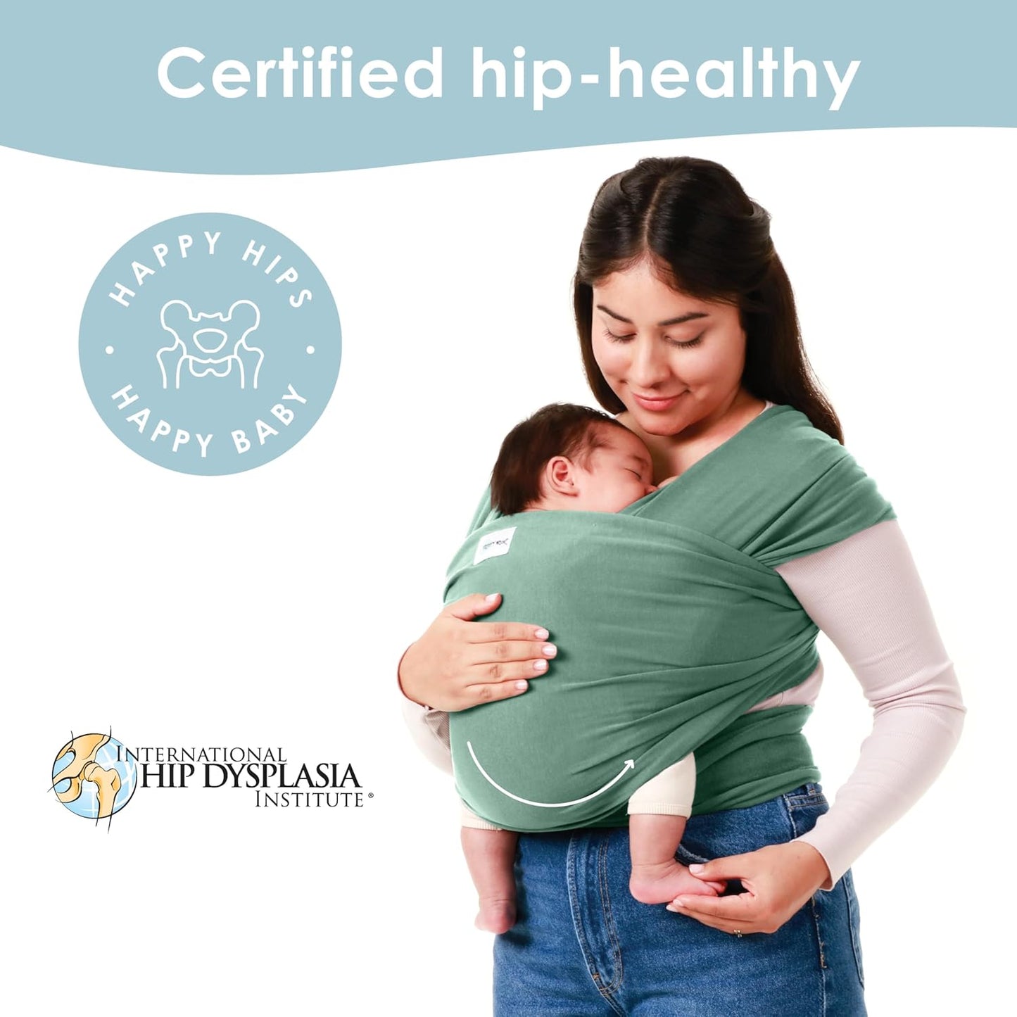 Sleepy Wrap Stretchy Ergonomic Baby Carrier Sling for Newborns to Toddlers - Hands-Free Lightweight Baby Wrap 7-35 lbs (Sage Green)