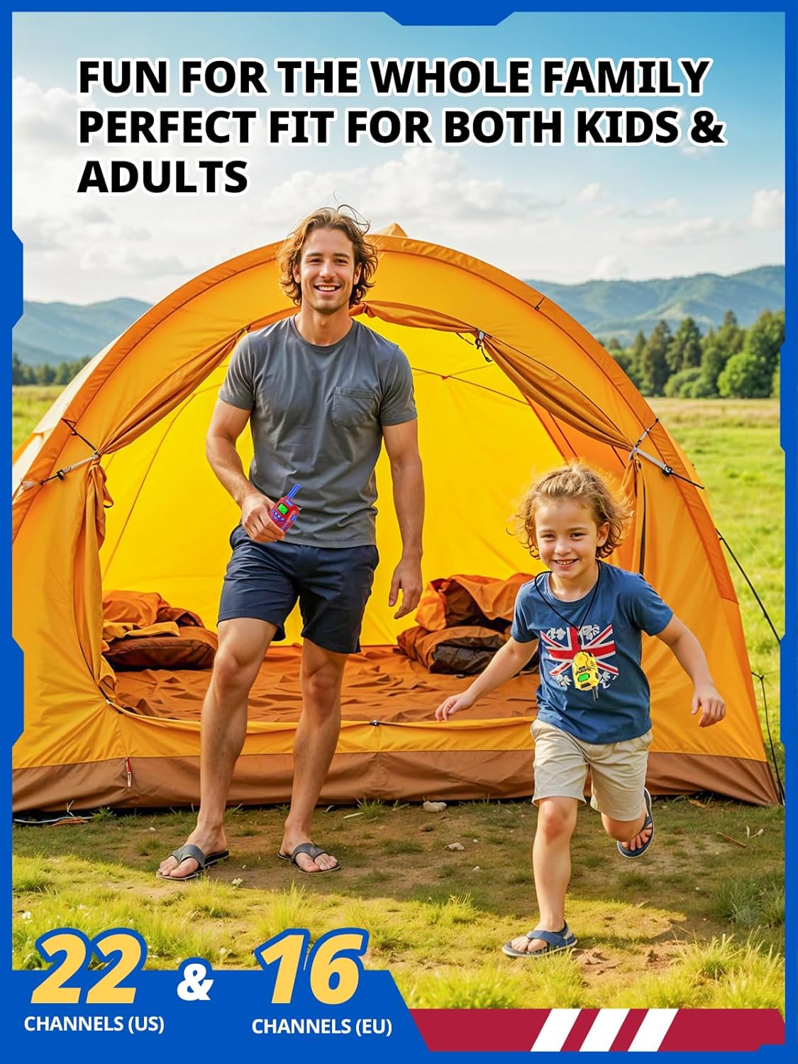 Walkie Talkies Toys for Kids Rechargeable, Long Range 2 Way Radio, Outdoor Beach Camping Road Trip Role Play Toys for 3 4 5 8-12 Year Old Boys Birthday Xmas Gift for Kids, 3 Pack