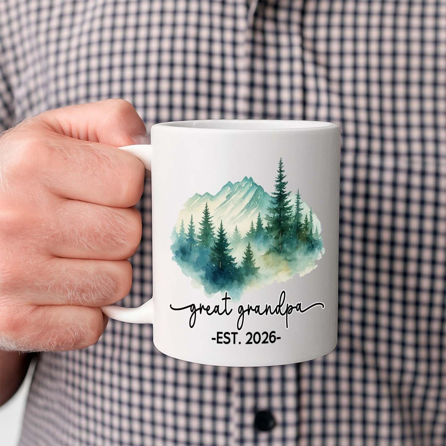Promoted To Be Great Grandpa Coffee Mug 11Oz 15Oz, Personalized New Great Grandpa EST. 2026 Accent Ceramic Cup Gift For Pregnancy Reveal, Customized Nickname & Year Great-Grandfather White Coffee Cup