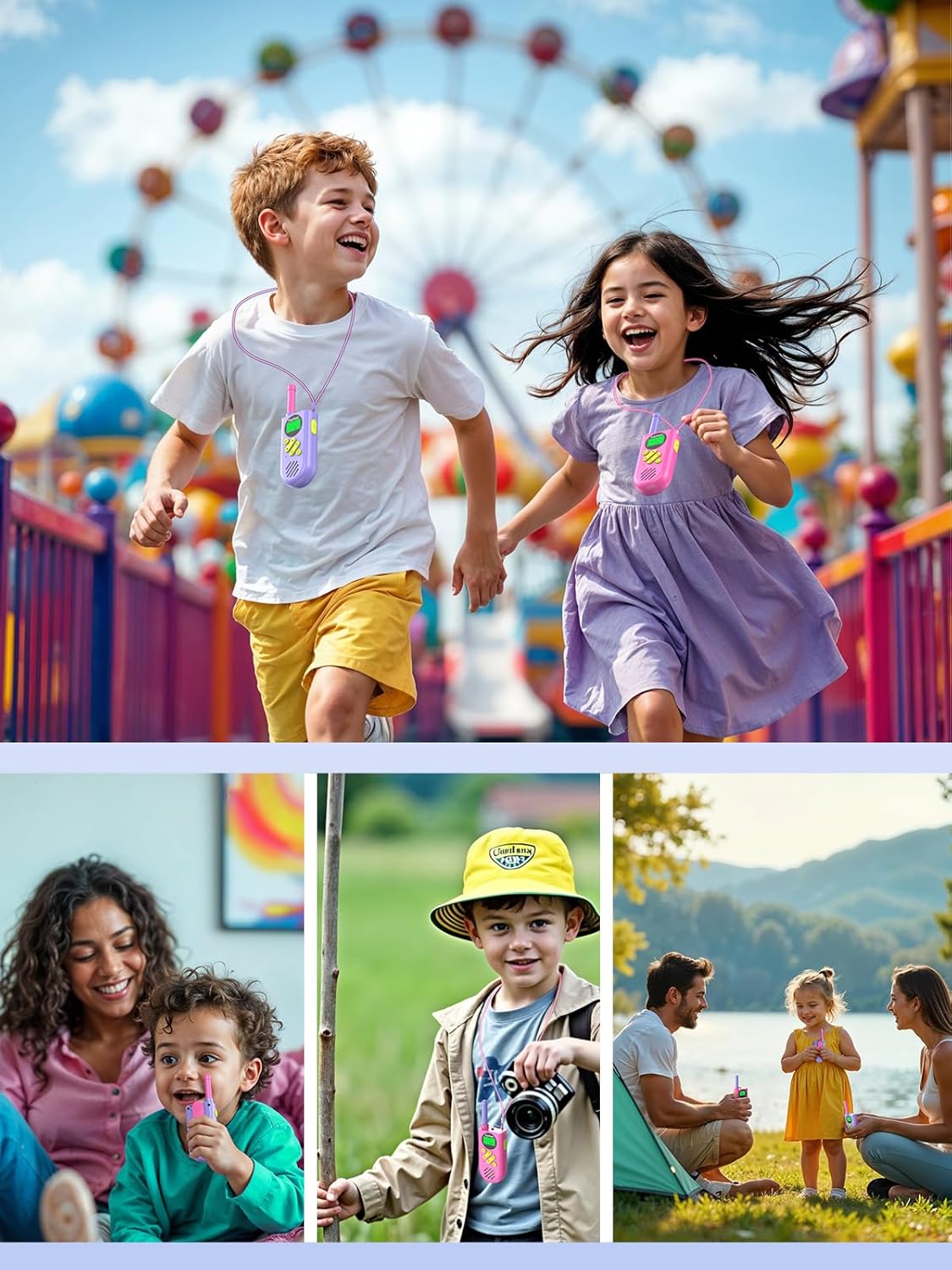 Walkie Talkies for Kids Rechargeable,Toys for Boys and Girls Ages 3-12, 2 Pack Long Range 2-Way Radios, Birthday Gifts,Christmas Stockings, Outdoor Play, Family Games, Hiking Camping Gear