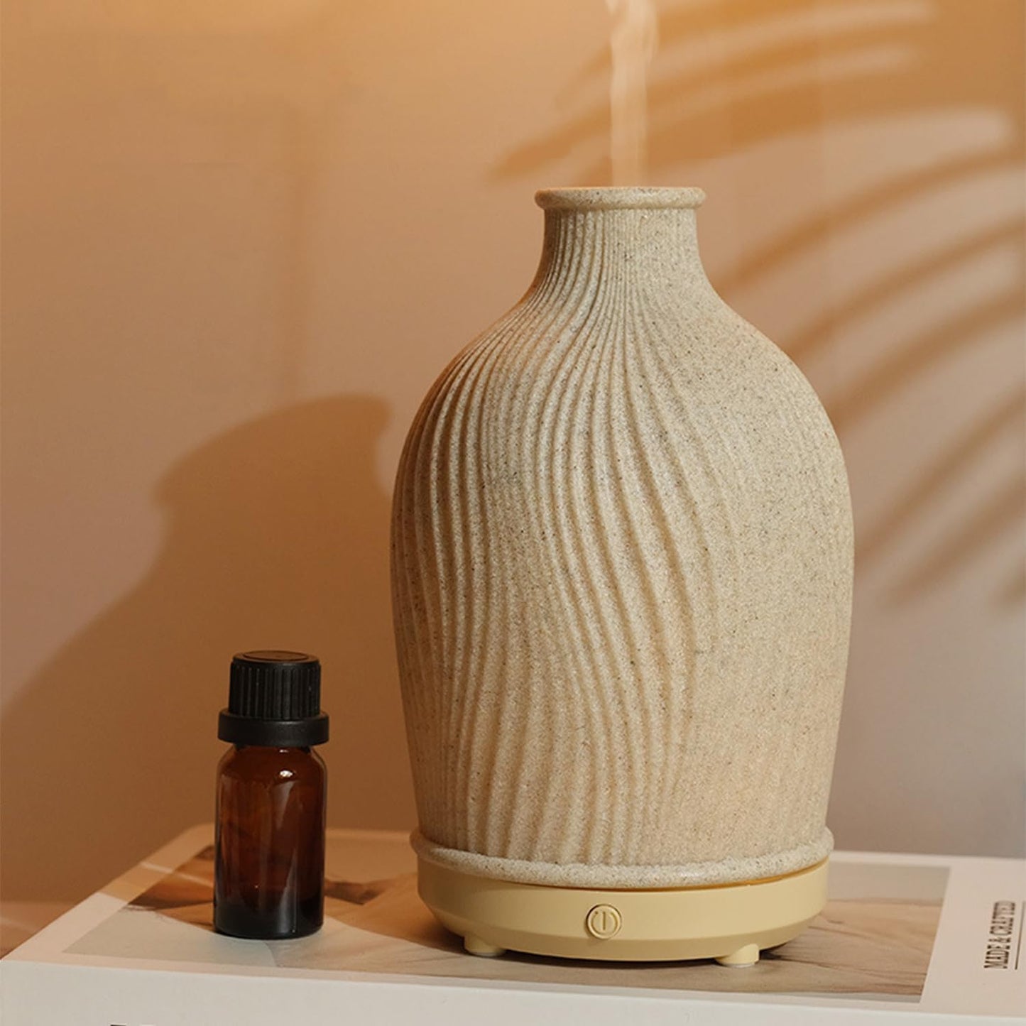 Aromatherapy Essential Oil Diffuser Art Resin Aroma Diffuser with Warm Light 80ML Cool Mist Humidifier Waterless Auto Shut-off for Home,Baby Bedroom,Office