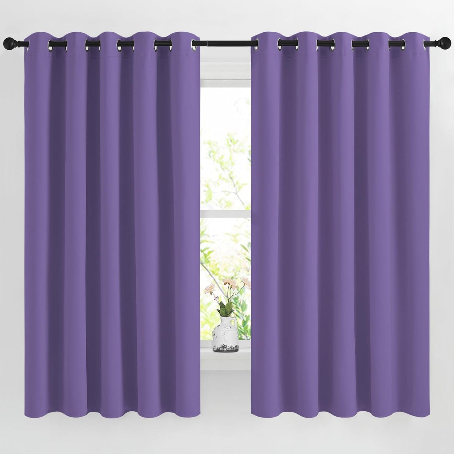 NICETOWN Lilac Purple Room Darkening Curtains 66 inches Long, Grommet Thermal Curtains Window Treatment Sound Reducing Drapes for Bedroom/Home Family, W66 x L66, 2 Panels
