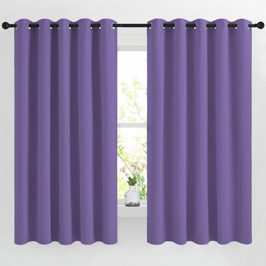 NICETOWN Lilac Purple Room Darkening Curtains 66 inches Long, Grommet Thermal Curtains Window Treatment Sound Reducing Drapes for Bedroom/Home Family, W66 x L66, 2 Panels