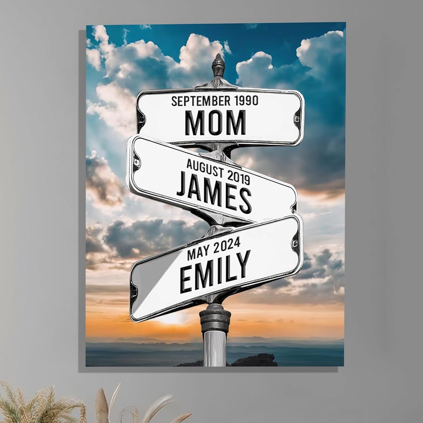 Personalized Gifts for Mom Family Names Street Custom Multi-Name Date of Birth Vintage Street Sign Happy Mothers Day Canvas Wall Art Best Christmas Gifts for Mommy from Daughter Son Children Kids #11