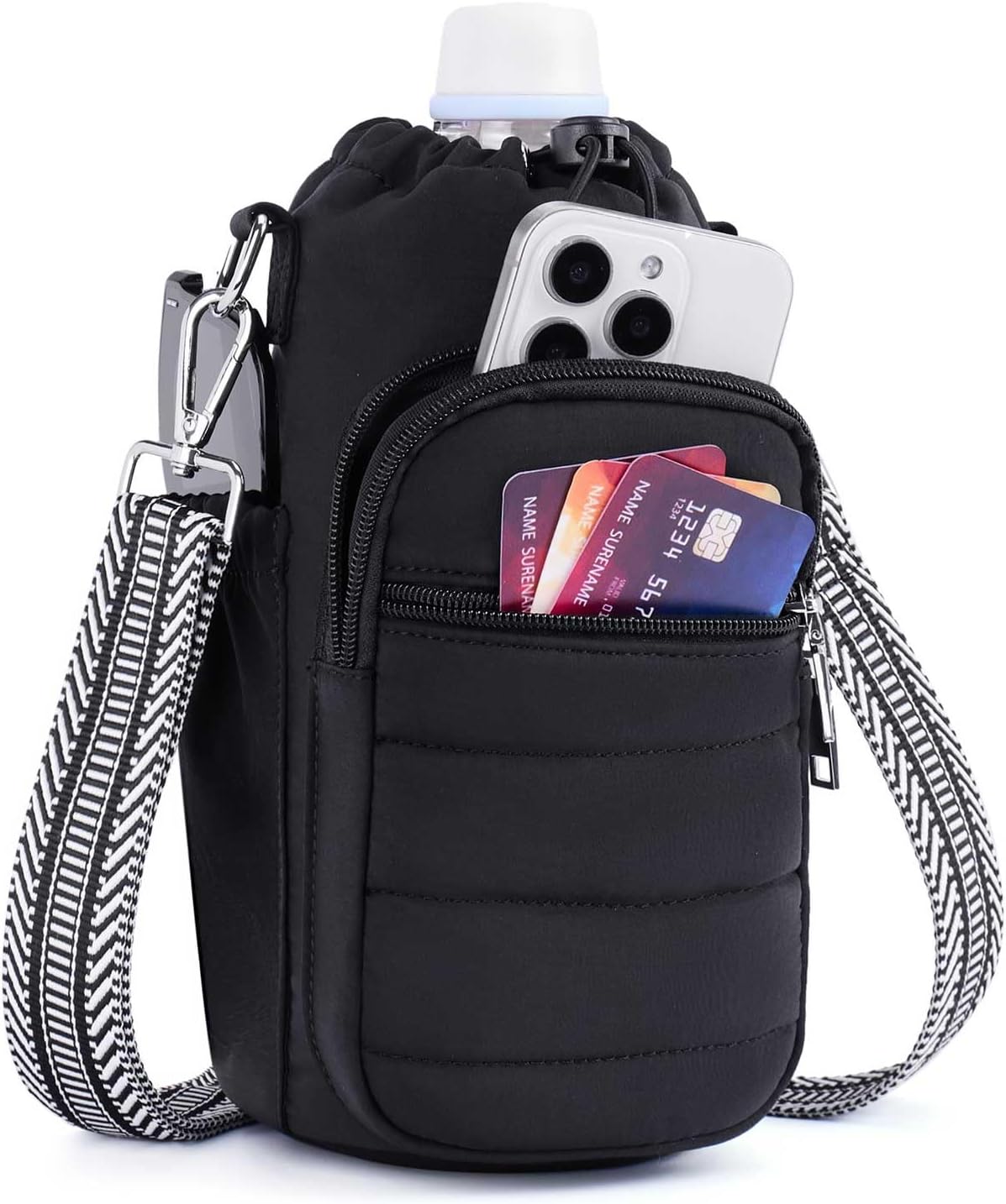 Water Bottle Bag 40 oz Crossbody Holder for Walking Hiking Insulated Carrier Purse with Adjustable Strap