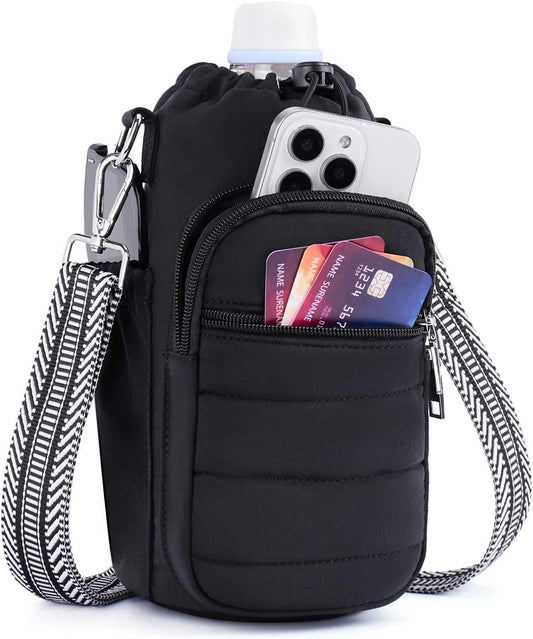 Water Bottle Bag 40 oz Crossbody Holder for Walking Hiking Insulated Carrier Purse with Adjustable Strap