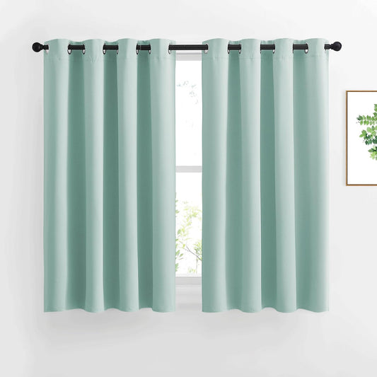 NICETOWN Blackout Curtain Panels Grommet - All Season Eyelet Top Blackout Draperies for Bedroom/Living Room/Glass Door, Aqua Blue, 1 Pair of 52 x 45 inches