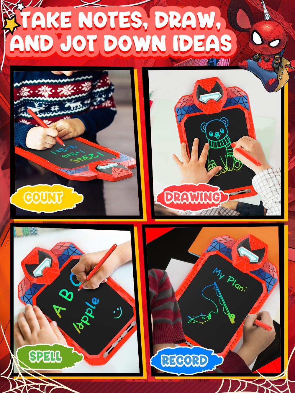 LCD Writing Tablet Doodle Board 10 Inch, Colorful Drawing Pad, Electronic Drawing Tablet, Drawing Pads,Travel Gifts for Kids Ages 3 4 5 6 7 8 Year Old Girls Boys (Alien Warrior)