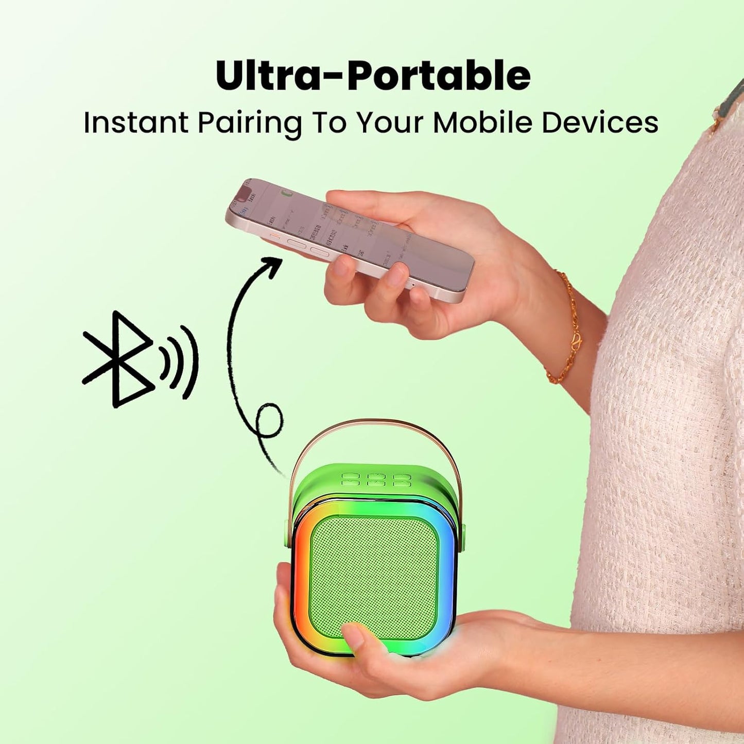 IROO Mini Karaoke Machine for Kids, 2025 TOP Toys Birthday Gifts Ideas for Girls Ages 4, 5, 6, 7, 8, 9, 10, 12+ Years Old, Portable MP3 Player with 2 Wireless Mics for Party