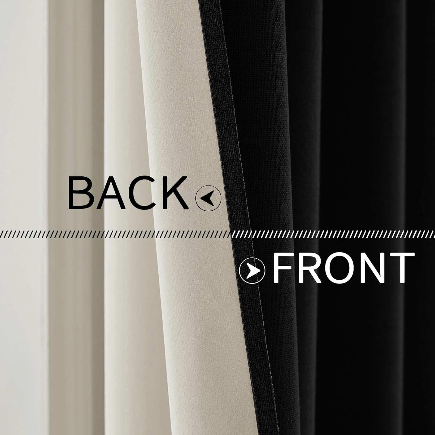 MIULEE Linen Texture Curtains for Bedroom Solid 100% Blackout Thermal Insulated Halloween Black Curtains Grommet Room Darkening Drapes for Living Room Nursery 52x45 Inch (2 Panels)