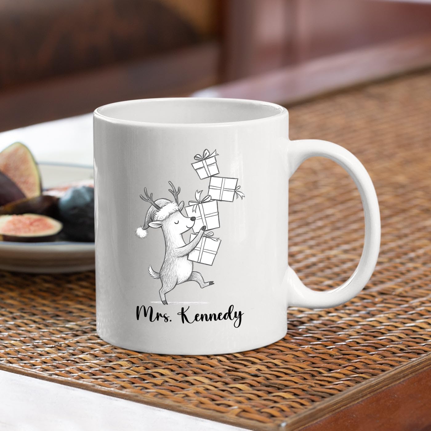 Personalized Deer Coffee Cup Gift For Family Friends Besties, Customized Name Deer Accent Coffee Mug, Awesome Animal Travel Mug Gift for Birthday Christmas, Deers White Ceramic Coffee Mug 11 15 Oz