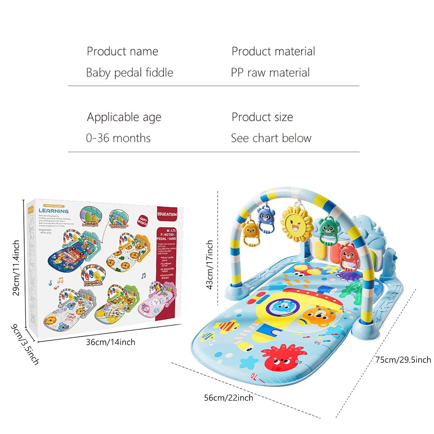 Alive Lovely Baby Gyms Play Mats, Musical Activity Center Baby Piano Gym Mat, Music and Lights Tummy Time Padded Mat for Newborn 0 to 3 6 9 12 Months