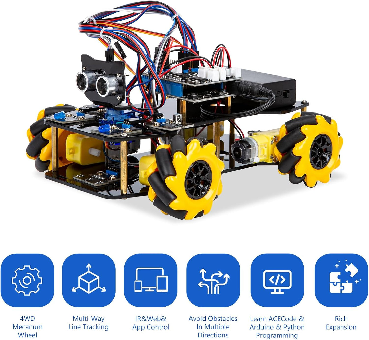 Smart Robot Car Kit Compatible with Arduino, Robotics for Kids Ages 8-12 12-16, Electronic Programming Project/STEM Science Kits Coding Gifts for Adults and Youths