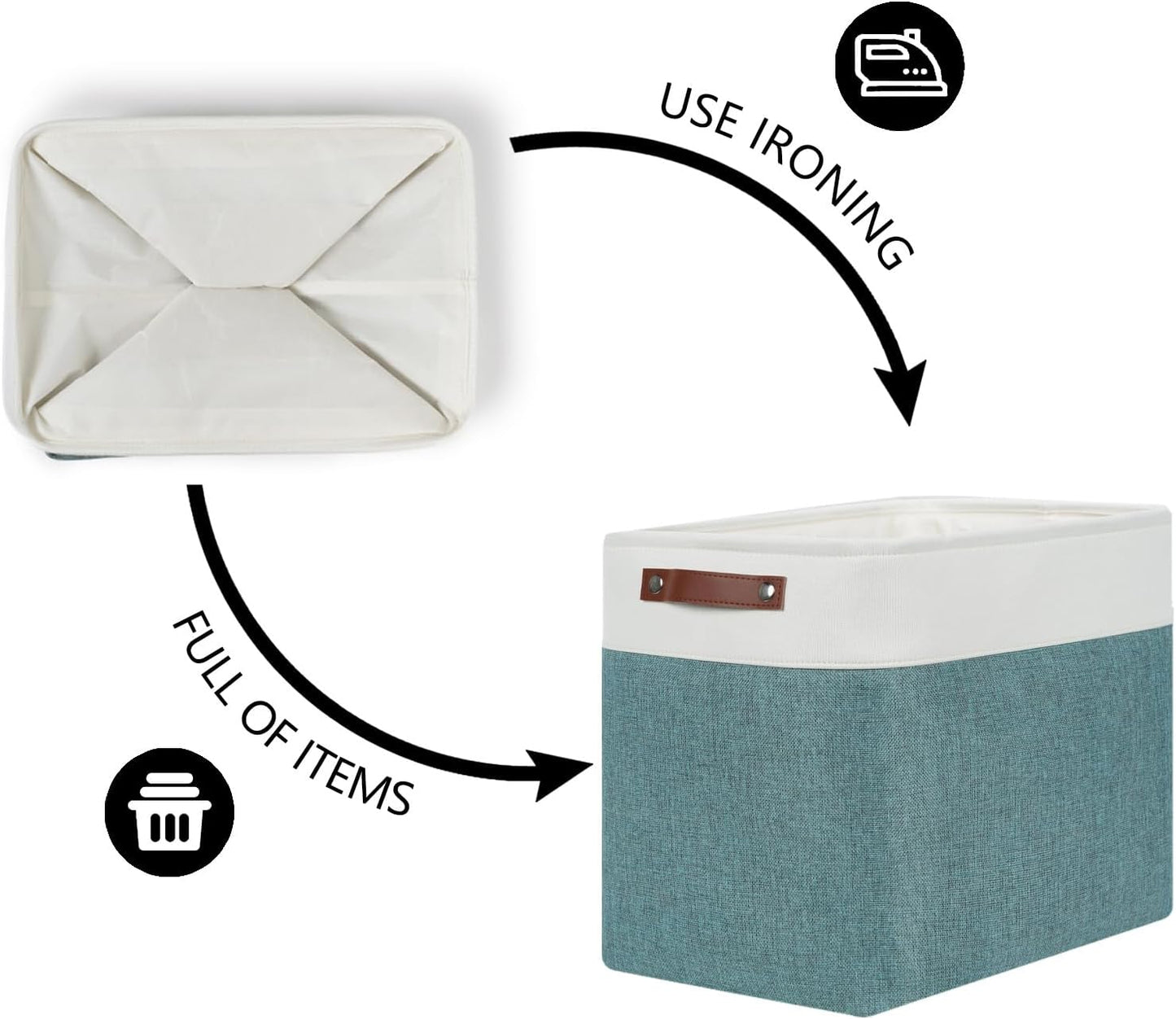 DULLEMELO Extra Large Storage Baskets,Fabric Storage Bins with Handles for Home,Office,Closet,Clothes,Foldable Storage Bins for Closet, White&Dark Green 2-Pack