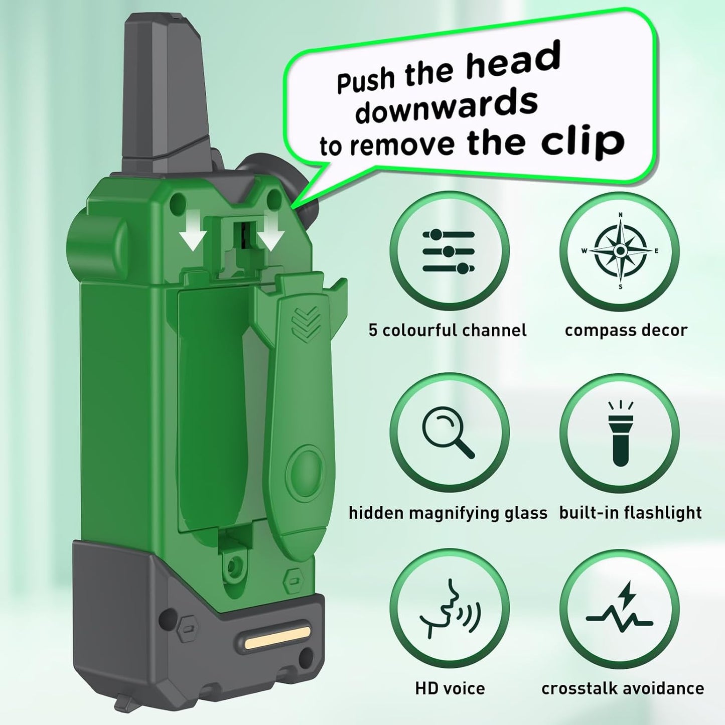 Walkie Talkies for Kids,5 Colourful Channels 2 Way Radio,Compass Flashlight and Magnifying Glass,3 Miles Long Range for Adventure Game,Outside, Camping, Hiking,Toys for 3-12 Year Old Boys Girls