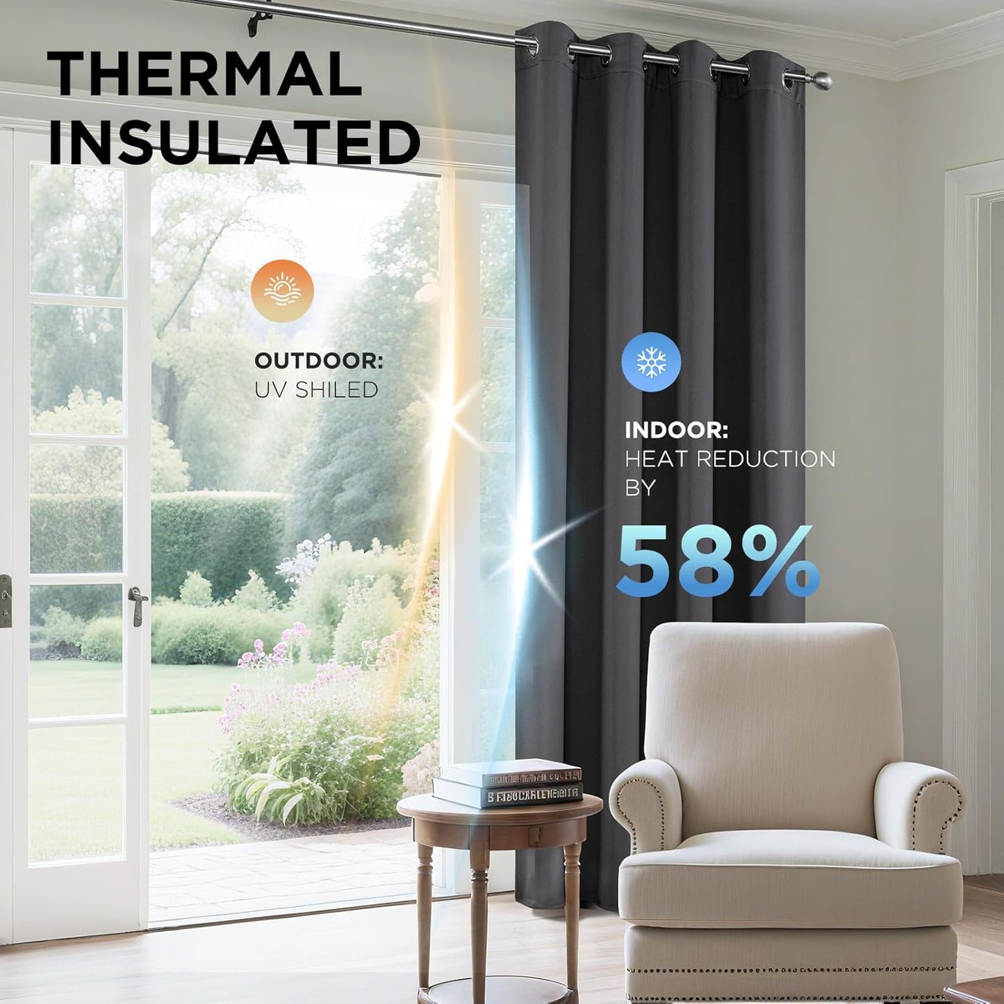 Joydeco Extra Long Curtains, Blackout Curtains 108 Inches Long 2 Panels Set, 108 Inch Curtains, Room Darkening Grommet Darpes for Living Room Bedroom Window (W52 x L108 Inch, Dark Grey)