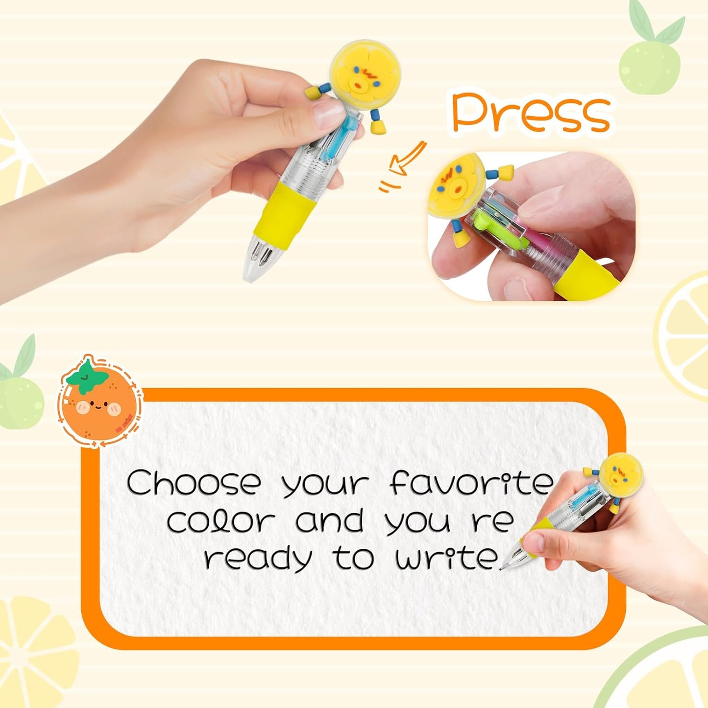 30Pcs Mini Multicolor Pens in One 4-in-1 Cute Pens Bulk for Kids, Ballpoint Pen for Birthdays and Children's Parties, Fun Gifts Assorted Ink Kawaii Pen(Fruits and Animals)