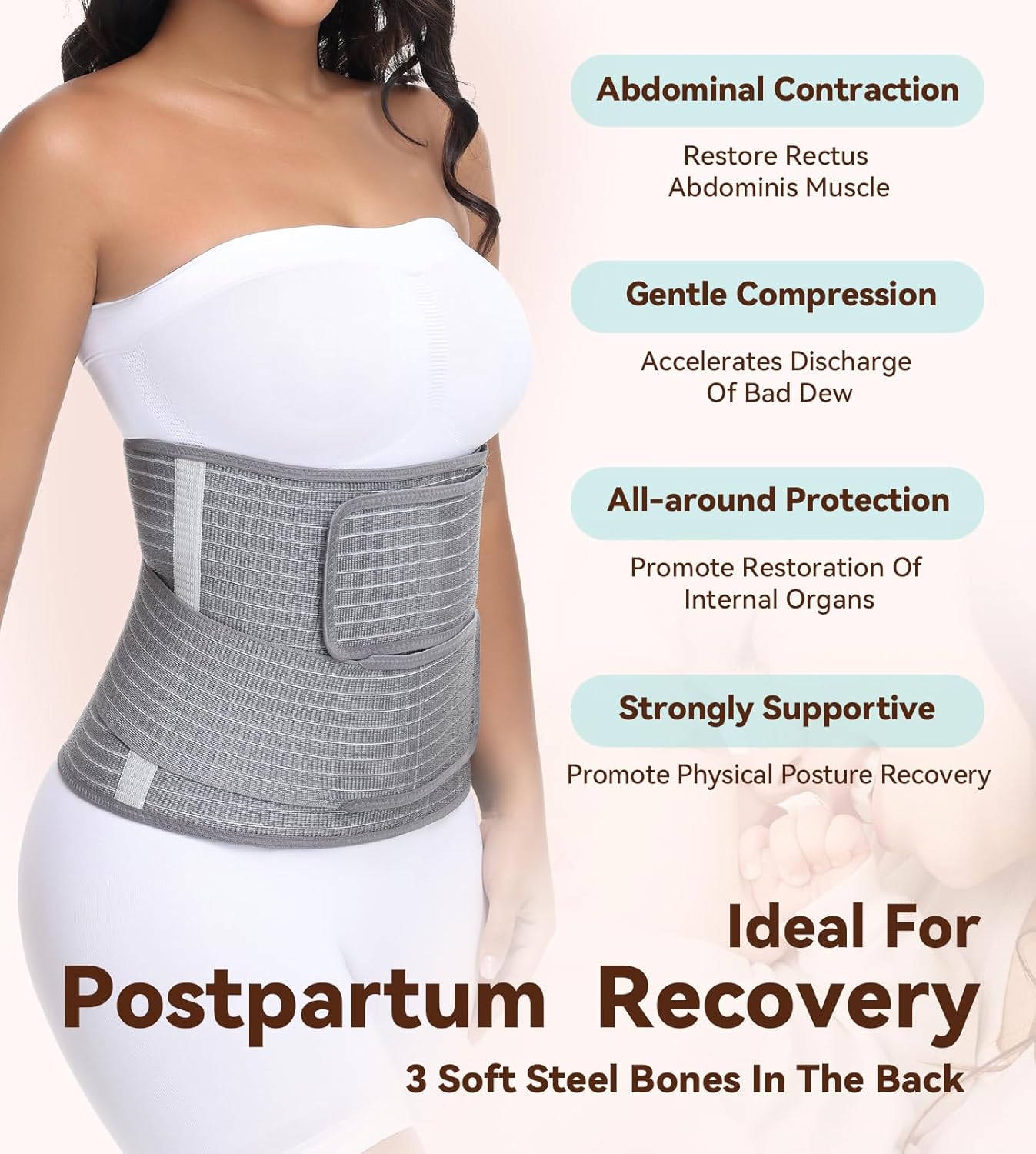 SHAPSHE Postpartum Belly Band Abdominal Binder Post Surgery C Section Belly Binder Post Partum Faja Waist Trainer Wrap