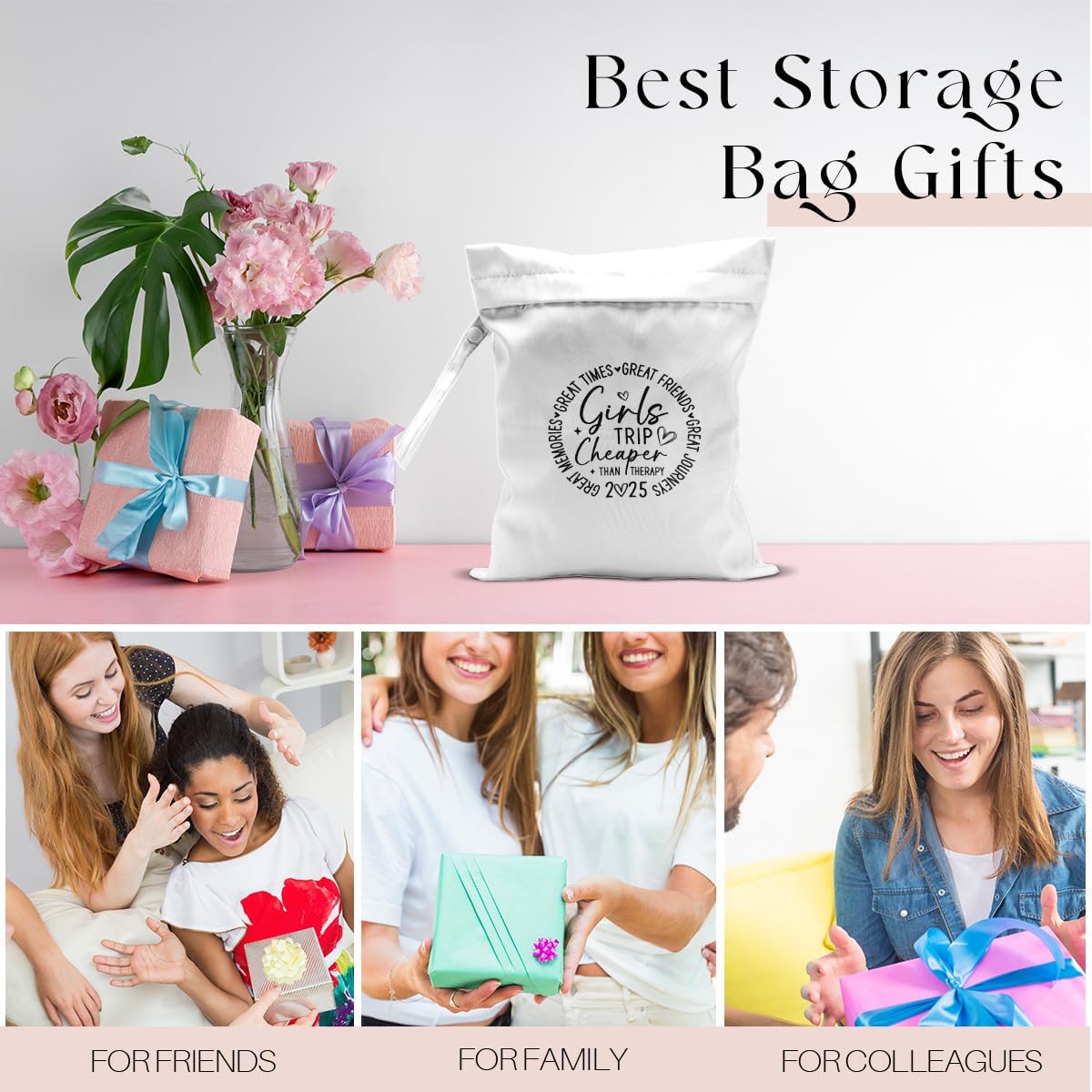 Girls Trip Gifts Wet Dry Bag, Beach Bag Wet Bag Favors, for Swimsuit Toiletry Travel Essentials For Women Aloha Bags, Beach Travel Gym Laundry bags for Dirty Diaper Swimsuit Gifts (White)