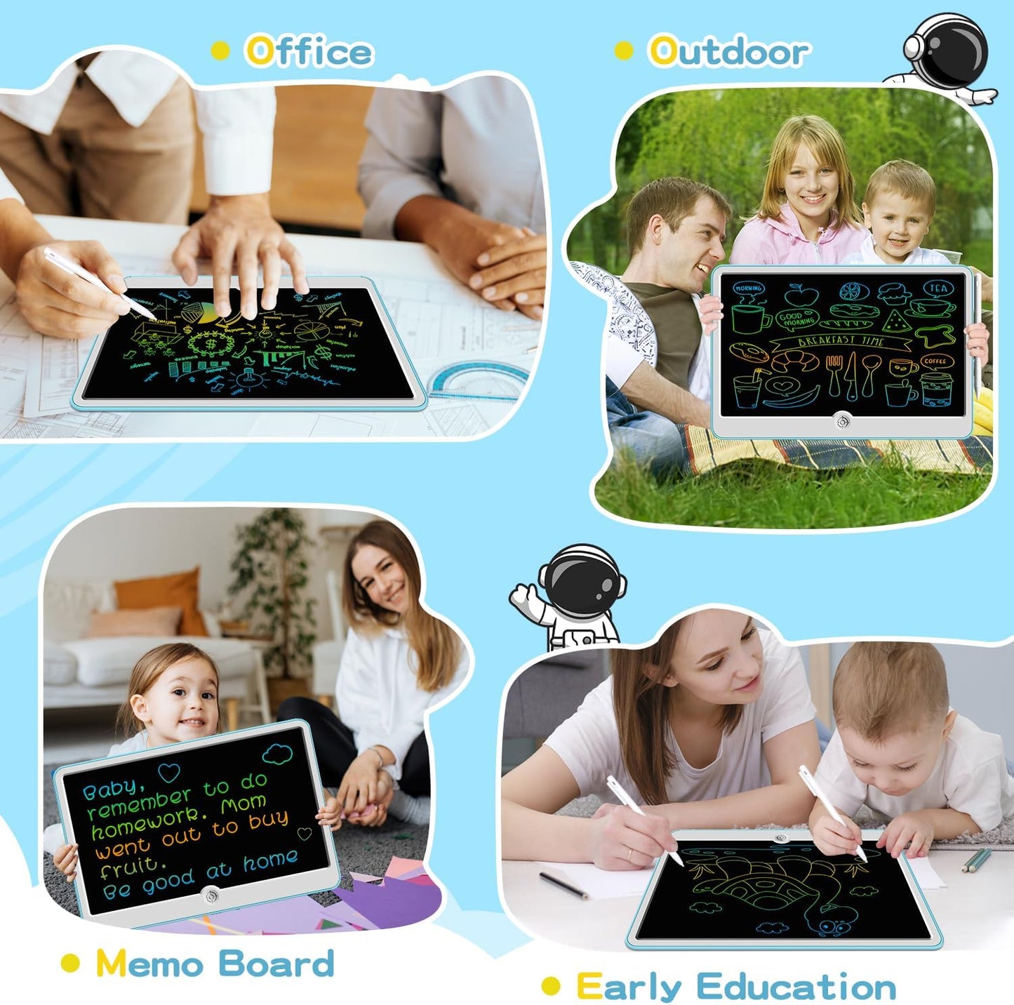 12 Inch LCD Writing Tablet for Kids Ages 3-6, Reusable Doodle Board with Stylus Pen, Drawing Pad Educational Travel Toy for Boys & Girls, Perfect Holiday & Birthday Gift Idea